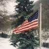 Flag outside Budapest residence